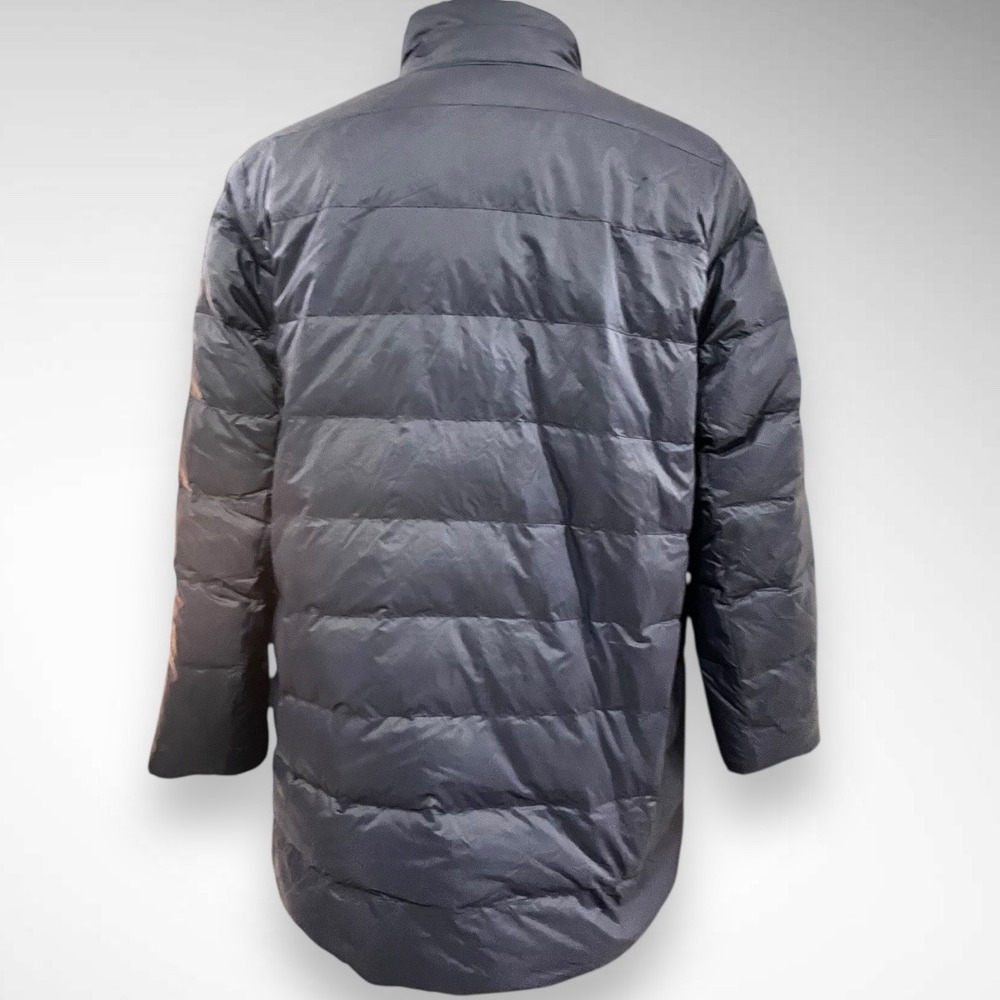 J.JILL Women's Navy Reversible Down Nylon Sherpa Puffer Coat Snap‎ Closure | EUC - Picture 2 of 7